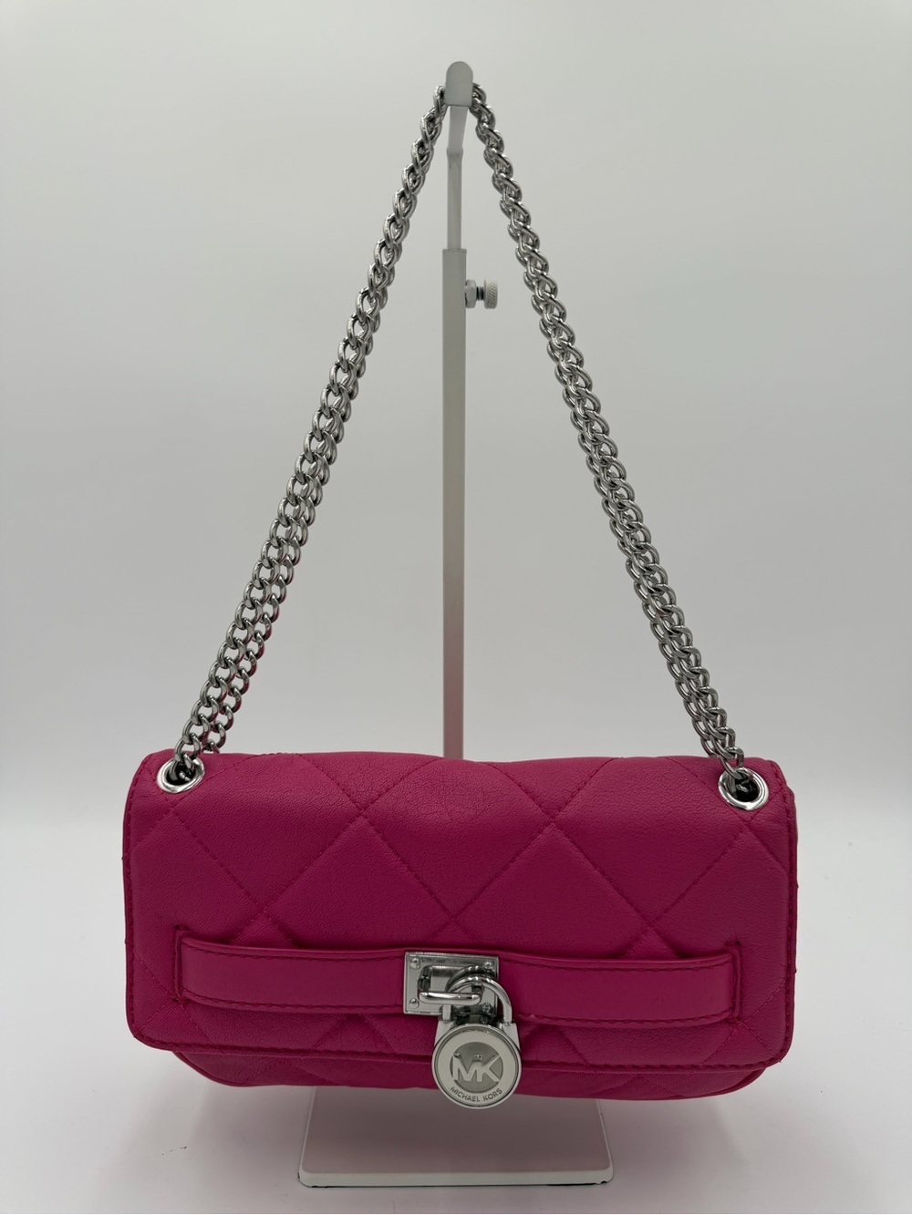 Michael Kors Hamilton Quilt Small Flap Leather Chain Bag Pink
